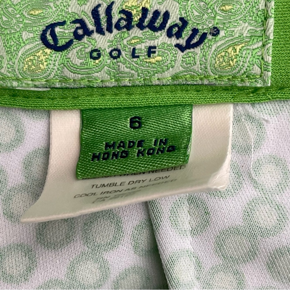 Callaway Golf Green/White Circle Pattern Side Tie Skort Skirt (6) - Picture 9 of 10